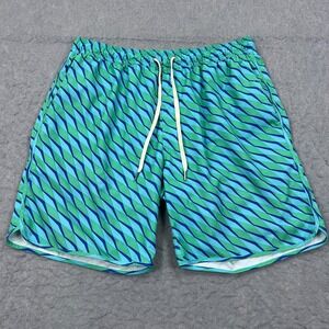 Fair Harbor Mastos Anchor Trunk XXL Blue Waves Swim Board Short Lined 7" Stretch